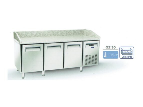 Tavolo refrigerato pizzeria QZ 30 cm.202.5X80 + 2/+8°.